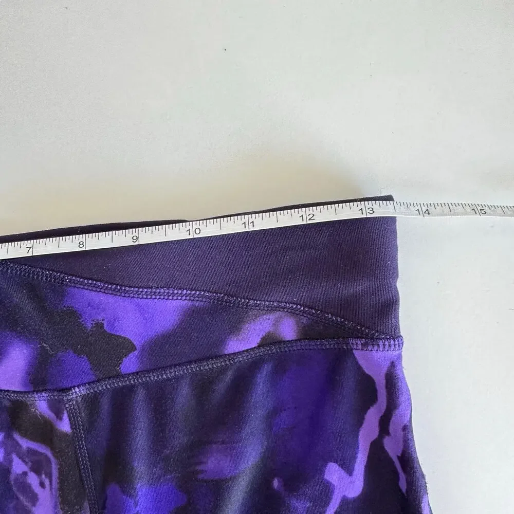 NIKE Running Purple Black Dri Fit Power Crop Tights $78 Leggings Capri Pocket S